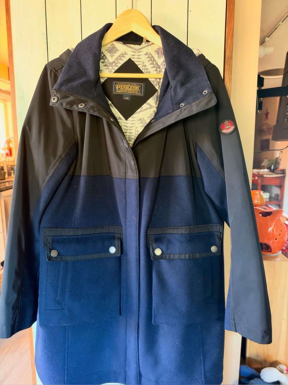 Pendleton Navy and Black Two-Tone Hooded winter coat